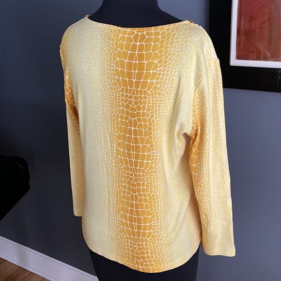 Rafaella gold/yellow giraffe print cardigan. Beaded/studded front neckline. Med - Picture 4 of 7